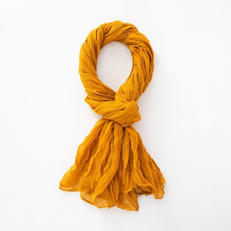 T2180 summer new solid color gradient cotton monochrome chiffon scarf