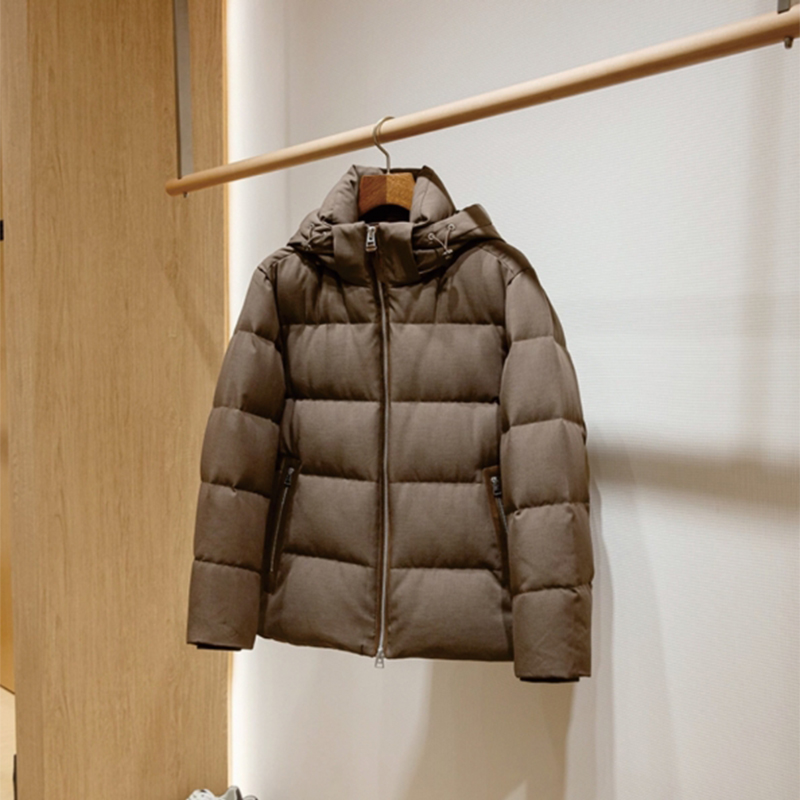 Wankou white duck belly velvet winter men's high-quality hooded down jacket