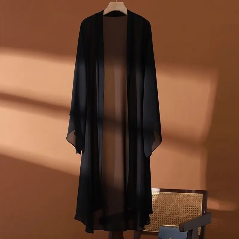 Summer Sunscreen Shirts Women Cardigan Long Chiffon Blouse Shirt Ladies Shawl Female Outerwear Women Loose Thin Coat Jacket 251027