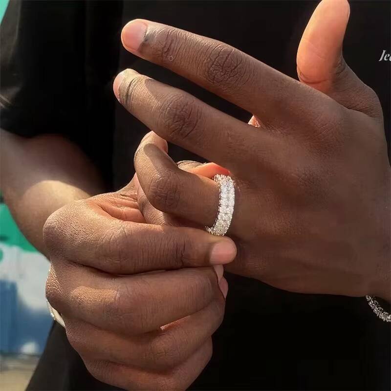 Luster Best Selling Double Row Moissanite Ring Moissanite Engagement Good Quality Moissanite Antique Rings for Women