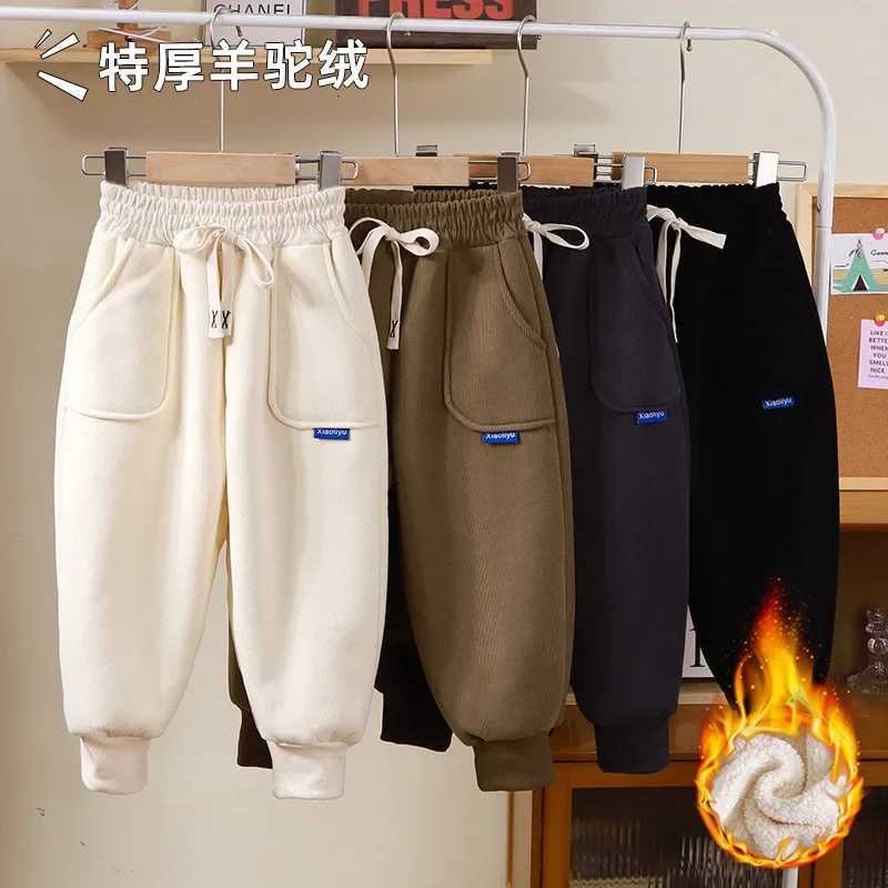 26Y New Boys Winter Thick Sweatpants for Girls Casual Pants Boy Student Loose Sports Pants Baby Pockets Kids TrousersT251027