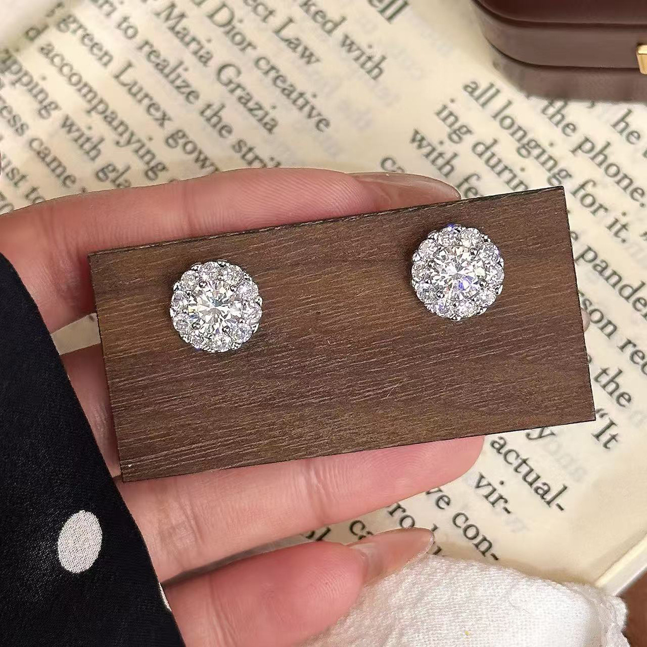 TaiYang New Princess Sphere Stud Earrings, Ultra Sparkling Zirconia Dome Studs in Gold Plated Copper for Women