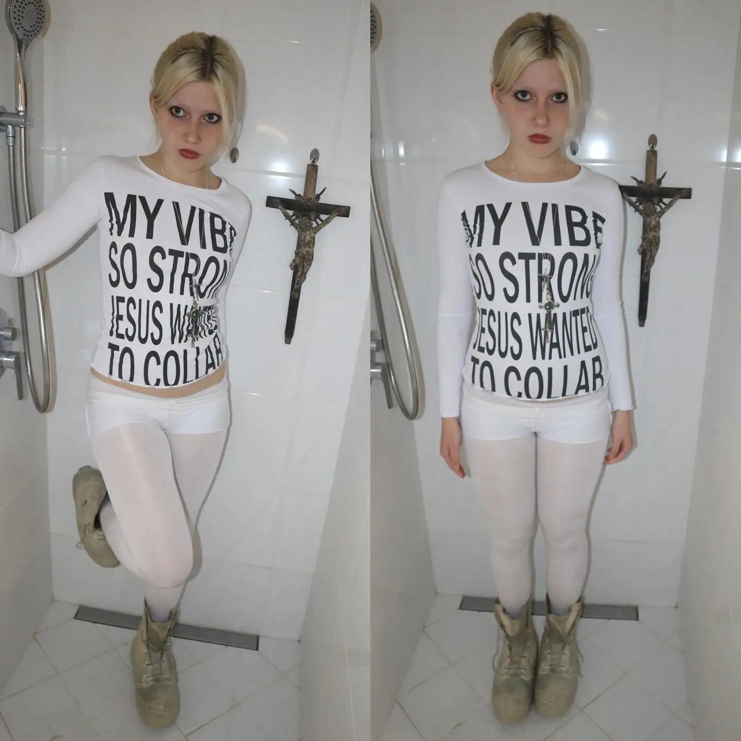 Vintage Y2k Womens Tshirt White Trash monogram print Cross Pattern Long sleeve Tshirt Harajuku Aesthetic Street American emo 251027