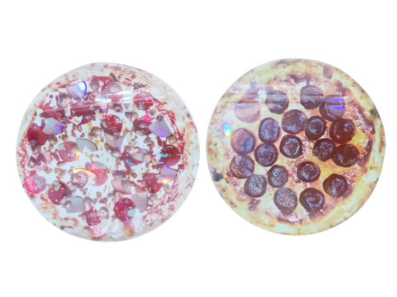 custom print pizza style box and bag wholesale holographic zipper pack baggies UV spot embossed printting boxes stickers