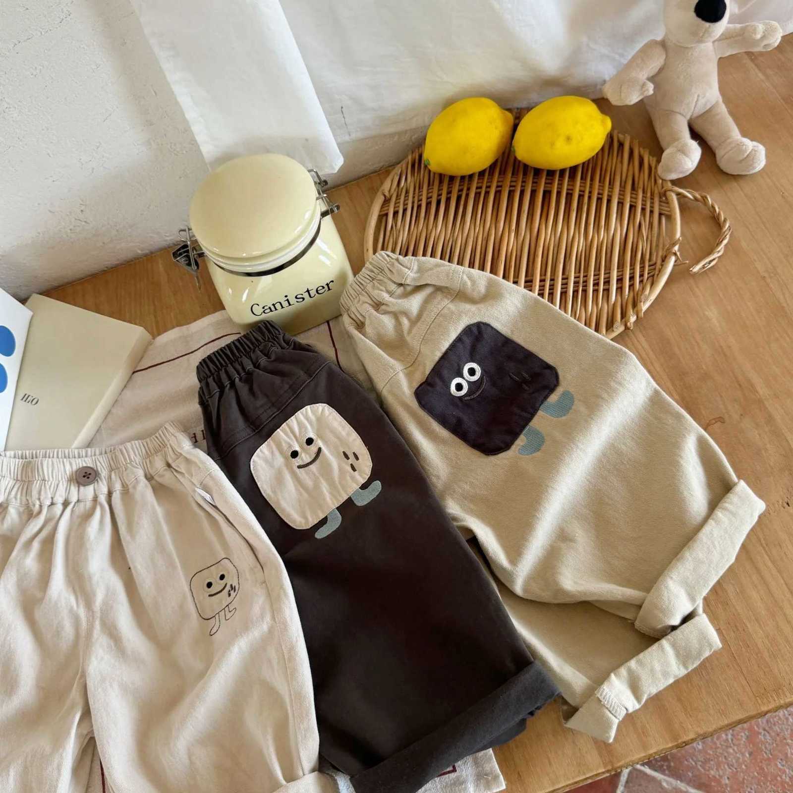 2025 Korean Spring Autumn Kids Baby Boys Pants Cute Versatile Toddler Boys Casual Pants Children Boys Pure Cotton PantsT251027