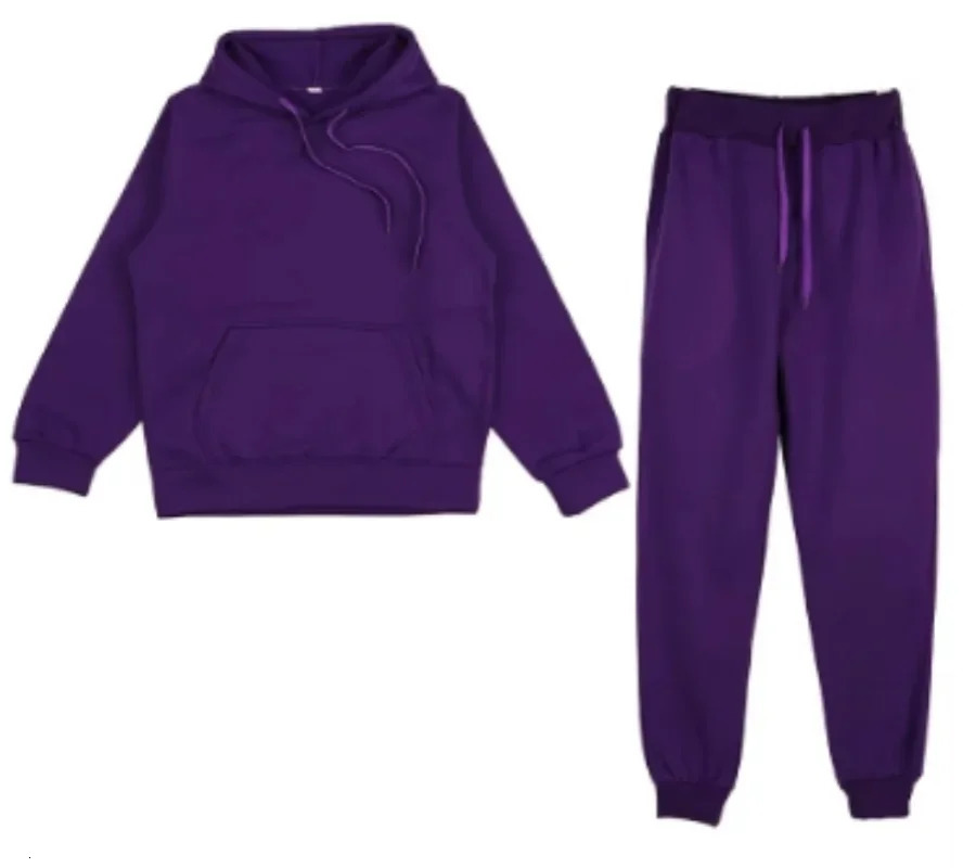 Winter Hoodie Sets Men Fashion Fleece Red Hoodies Black Pants Casual Jogger Suit Tracksuit Sweatshirt Woman Pullover 251027