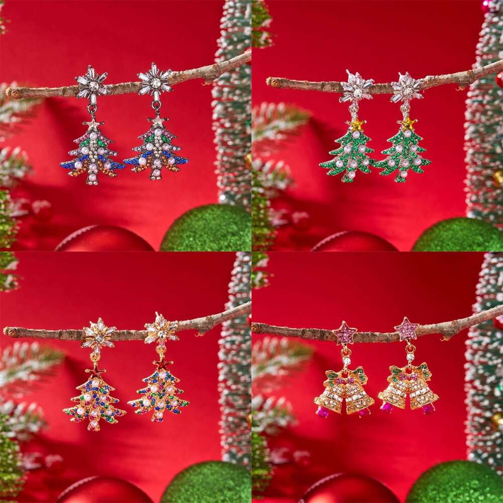 New Dia-Encrusted Snowflake Christmas Tree Fashion Niche Exquisite Versatile Earrings for Women