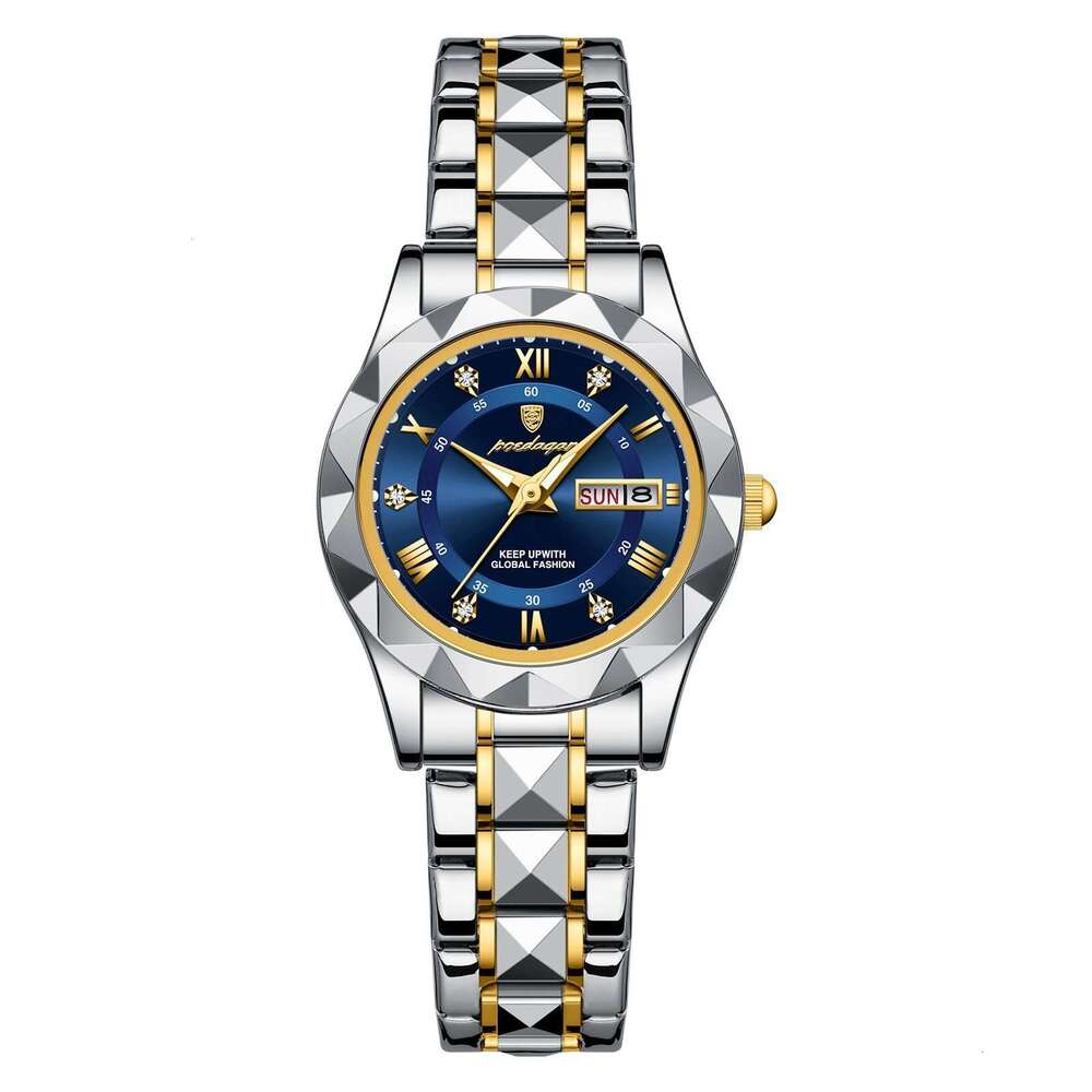Swiss Brand New Women's Waterproof Dual Calendar Luminous Quartz Watch Live