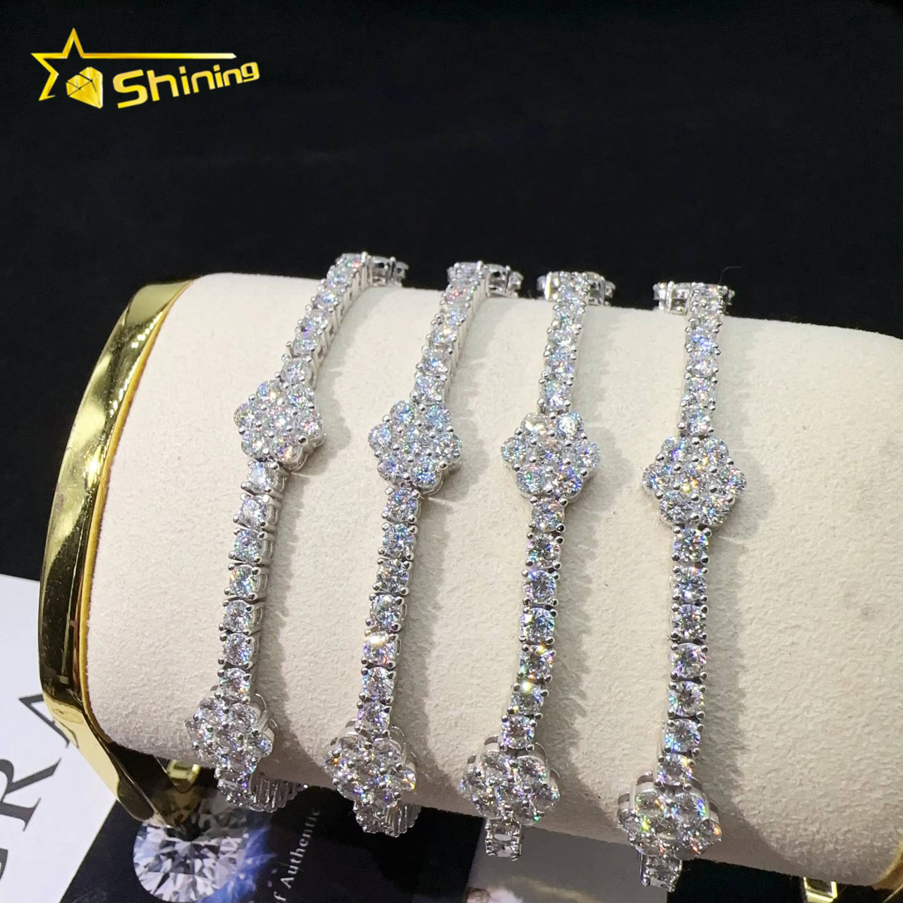 Wholesale Price Tennis Flower Bracelet Silver 925 Lab Diamond Vvs Moissanite Hip Hop Iced Out Jewelry Tennis Chain Bracelet