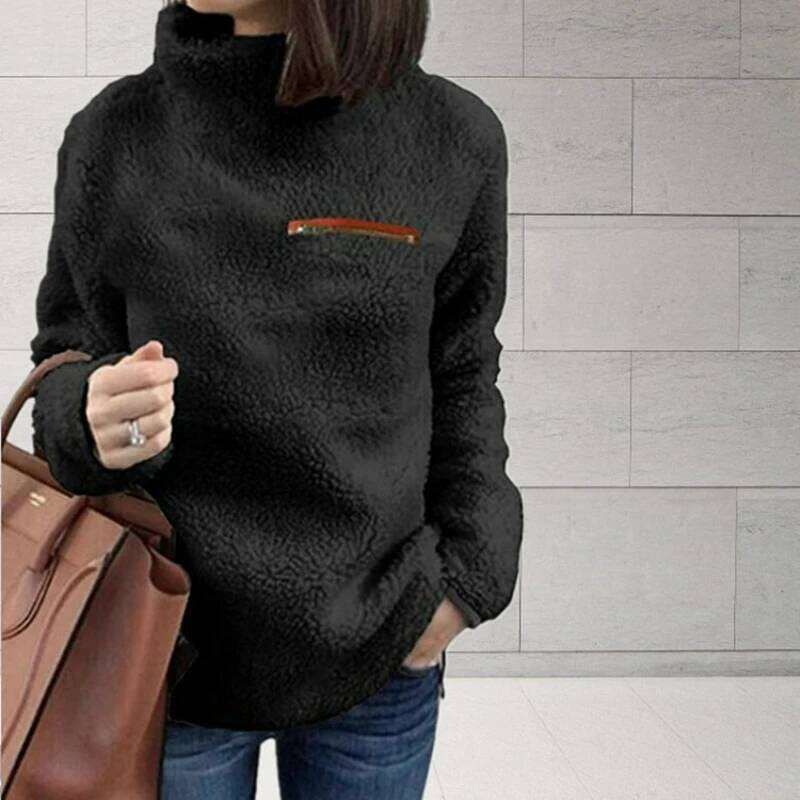 Winter Super Soft And Comfortable Solid Color Turtleneck Pullover Fashion Zipper Sexy Top Ladies Hipster Clothes Designer Sweater Women Women Sweater