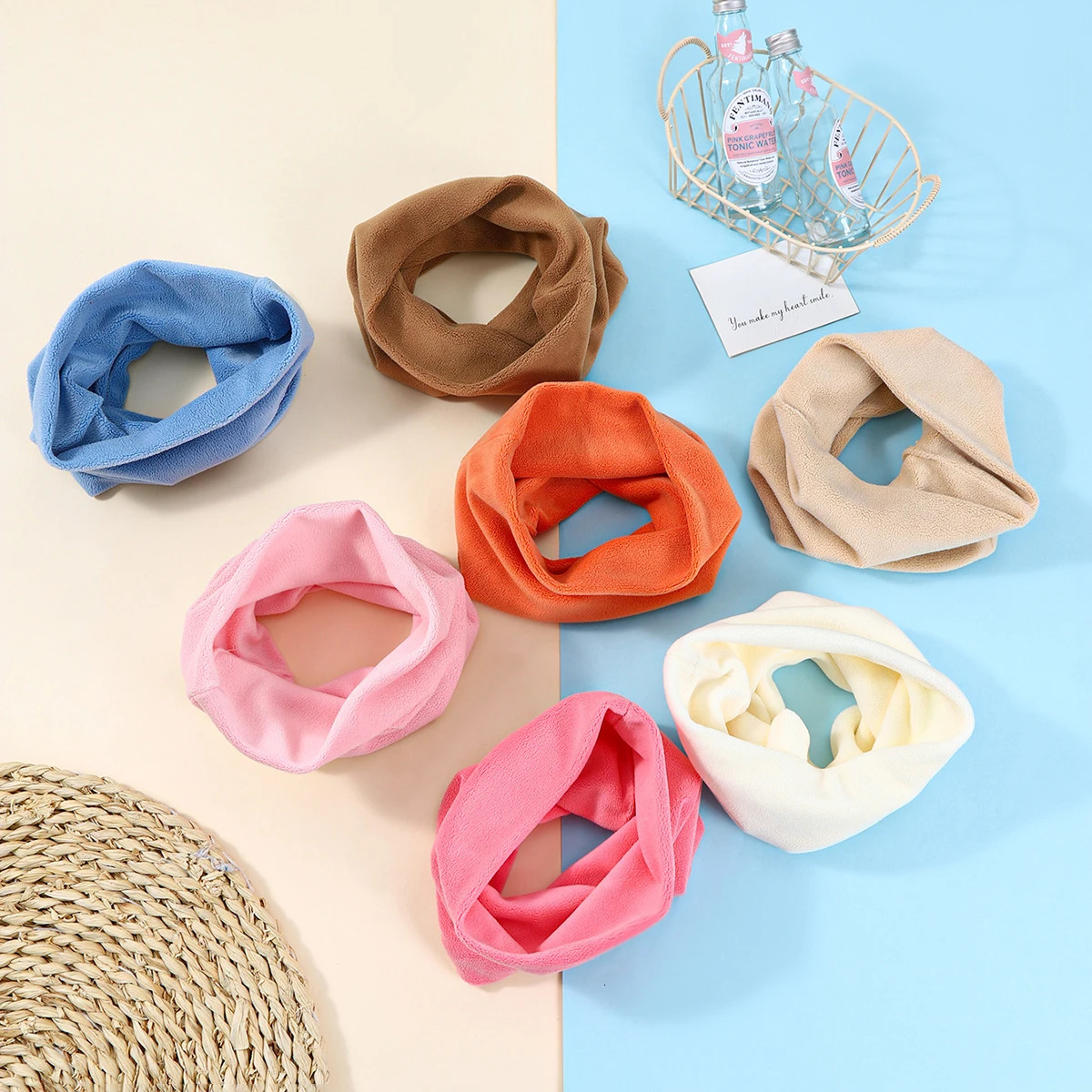 Autumn and Winter Childrens Scarf Baby Bib Baby Warm Bib Solid Color Knit Bib for Boys and Girls Baby Shawls 251027