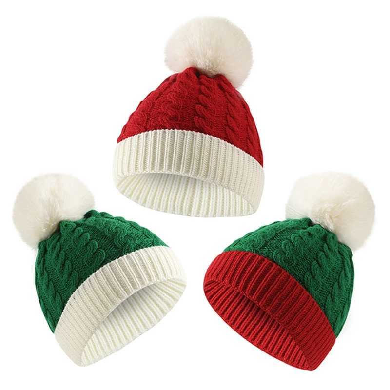Christmas Santa New Year Hat Winter Warm Crochet Knit Beanies Skullcap Pompom Cap Bonnet Xmas Party Gift 2 Sizes For Adult KidsW251027