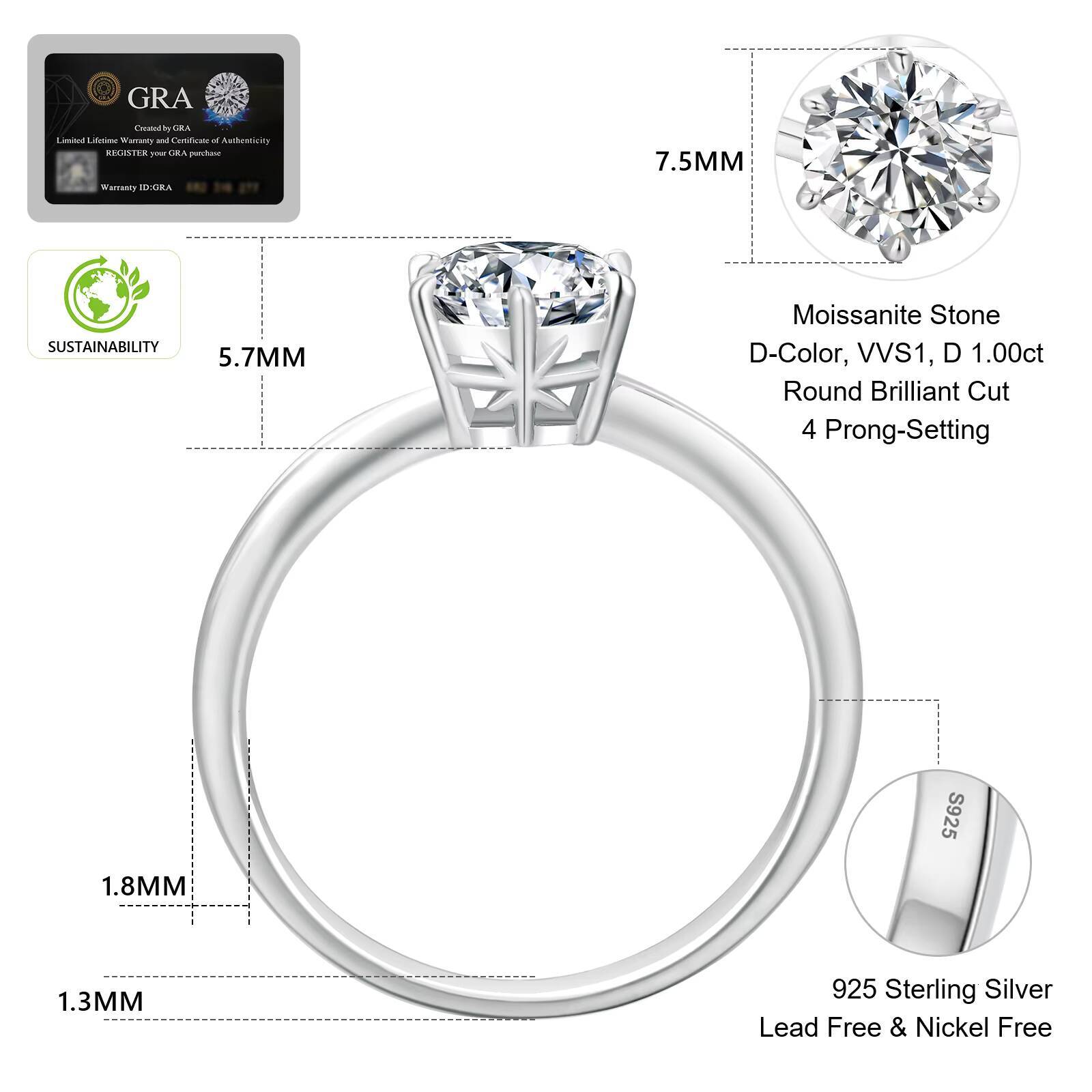 Wedding Engagement Promise Ring Mens Diamond Jewelry White Gold Plated Solid 925 Sterling Silver Moissanite Stone Women Rings