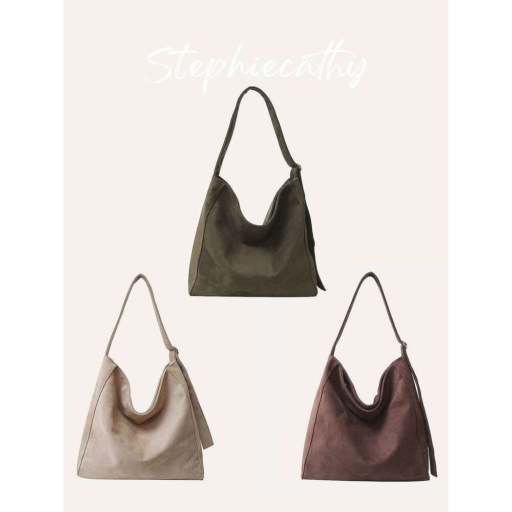 Designer Luxury SC Slouchy Maillard Color Faux Suede Fabric Zip Closure Large Capacity Adjustable Single Strap Hobo Shoulder Bag For Women Daily