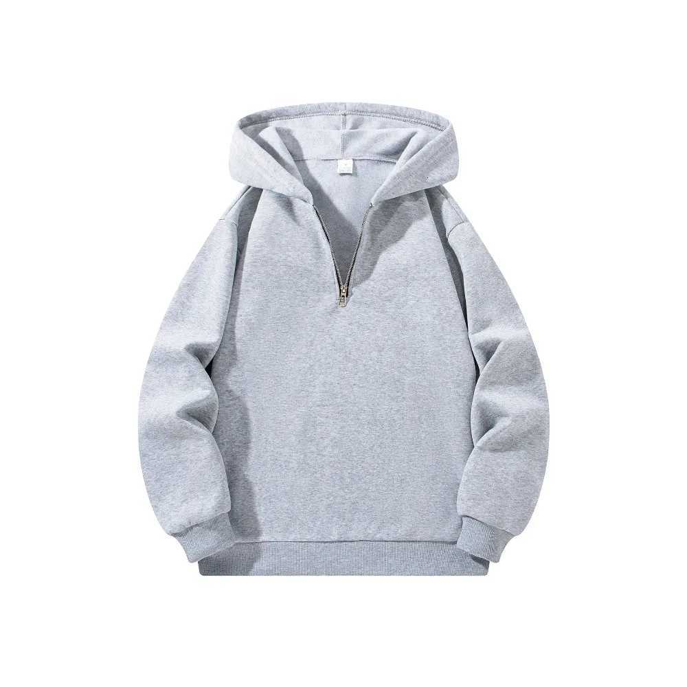 Mens Half Zipper Hooded Hoodies New Solid Color Long Sleeve Sweatshirts Autumn Loose Sport Warm Sweats Fashion Casual Pullover W251027