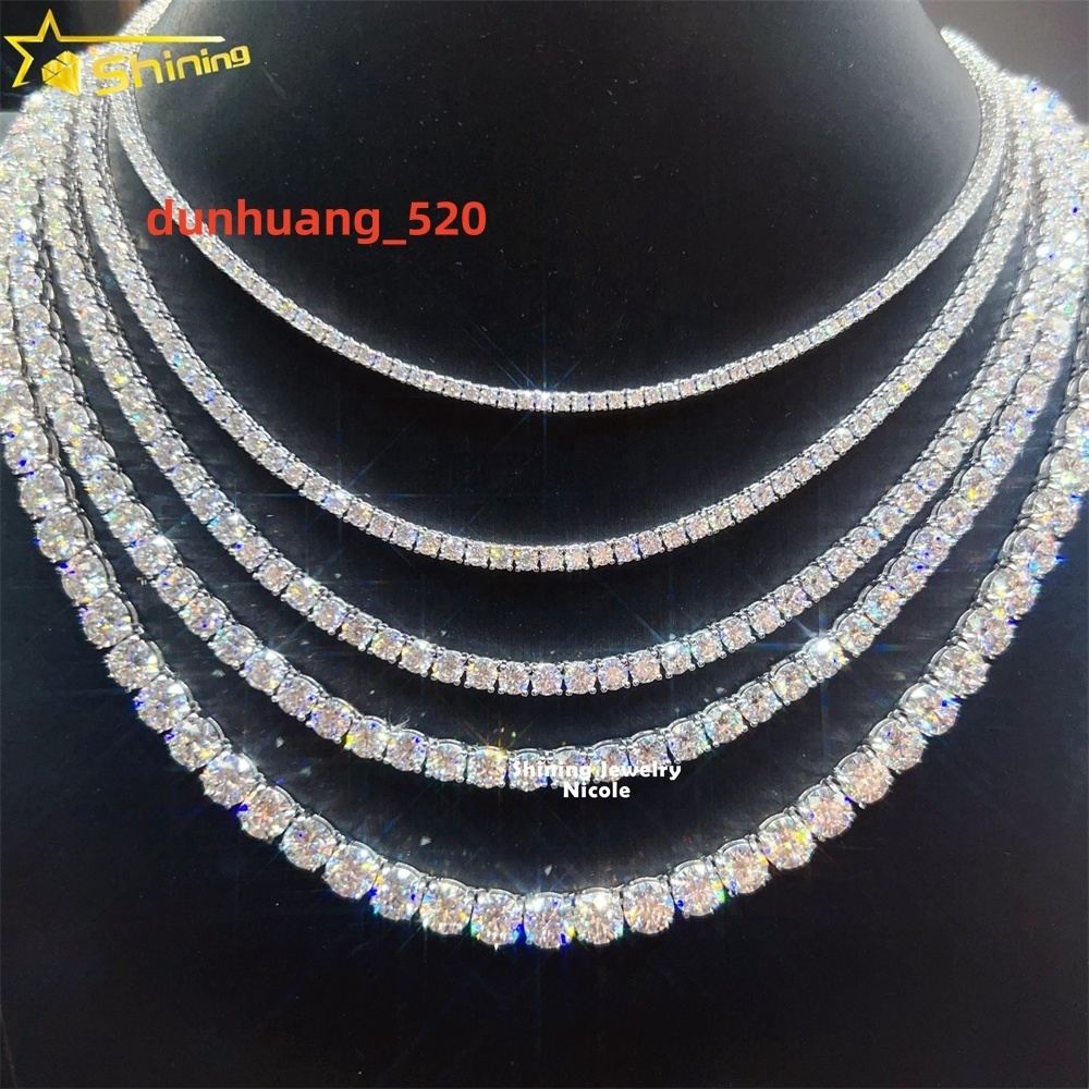 Ready to Ship Wholesale D VVS Diamond Tennis Necklace Bracelet 925 Sterling Silver Moissanite Tennis Chain