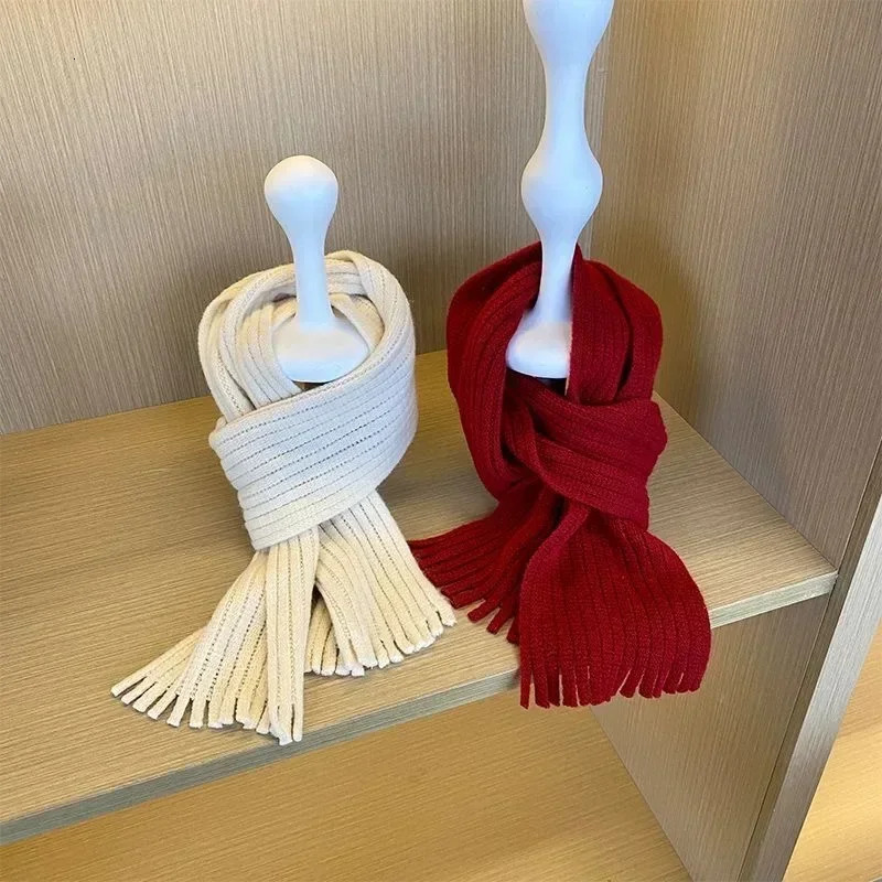 Childrens scarf retro western style small scarf baby striped bib boys and girls solid color versatile tassel scarf trend 251027