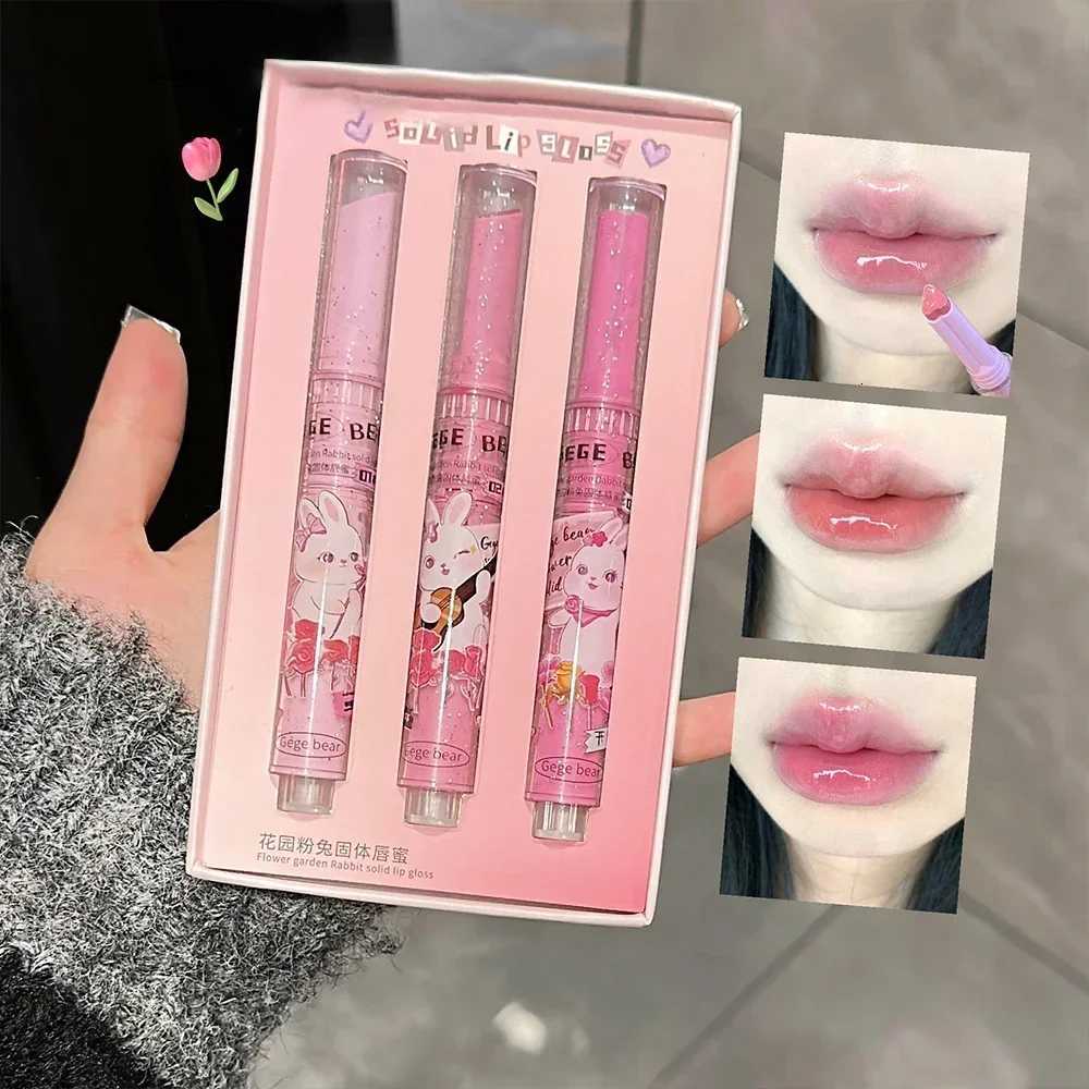 3PCSset Waterproof Jelly Lipstick Mirror Water Heartshaped Lip Gloss Moisturising Lipstick Pen Nonstick Cup Korean Cosmetics W251027