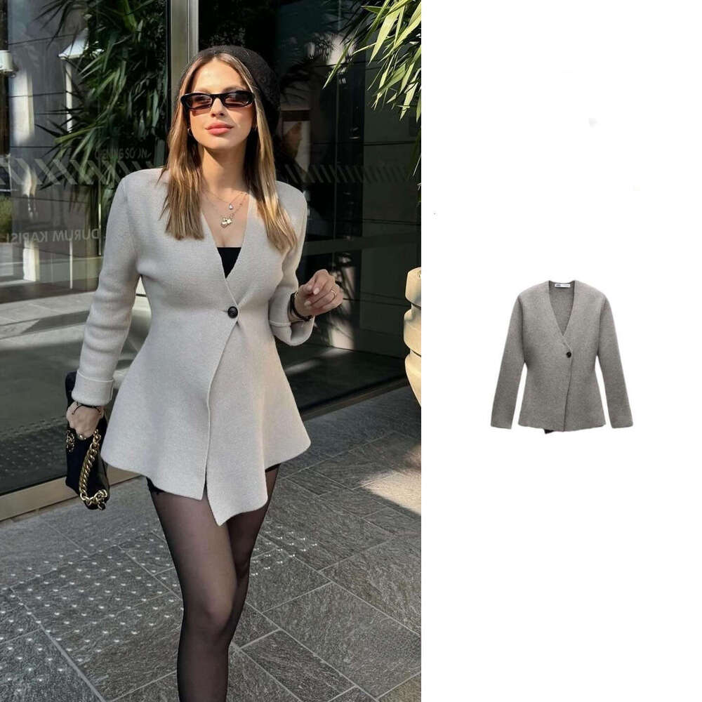 Female Fashion Long Sleeve V-Neck Single Button Casual Loose Outerwear Coat Women Elegant Solid Vintage Slim Cardigan Topp