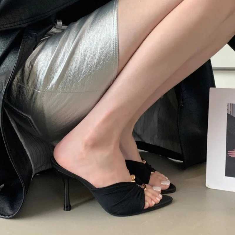 Sexy Pleated Hollow Out Strap Women Sandals Summer Pointed Toe Thin High Heels Banquet Party Female ShoesXJ251027