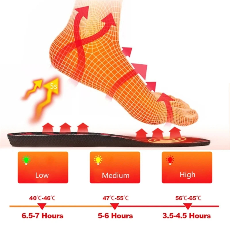 Electric Rechargeable Heated Shoe Insoles Adjustable Temperature Thermal Insoles251020