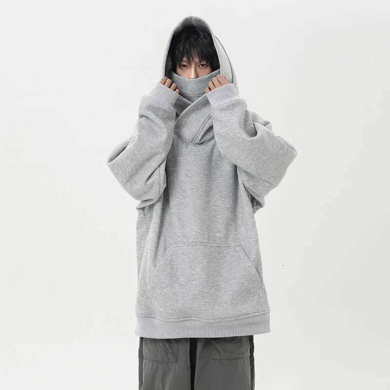 Autumn New High Neck Sweatshirt Men Pile Up Collar Hoodie Harajuku College Style Ninja Sweatshirt Casual Sports Loose Couple Top W251027