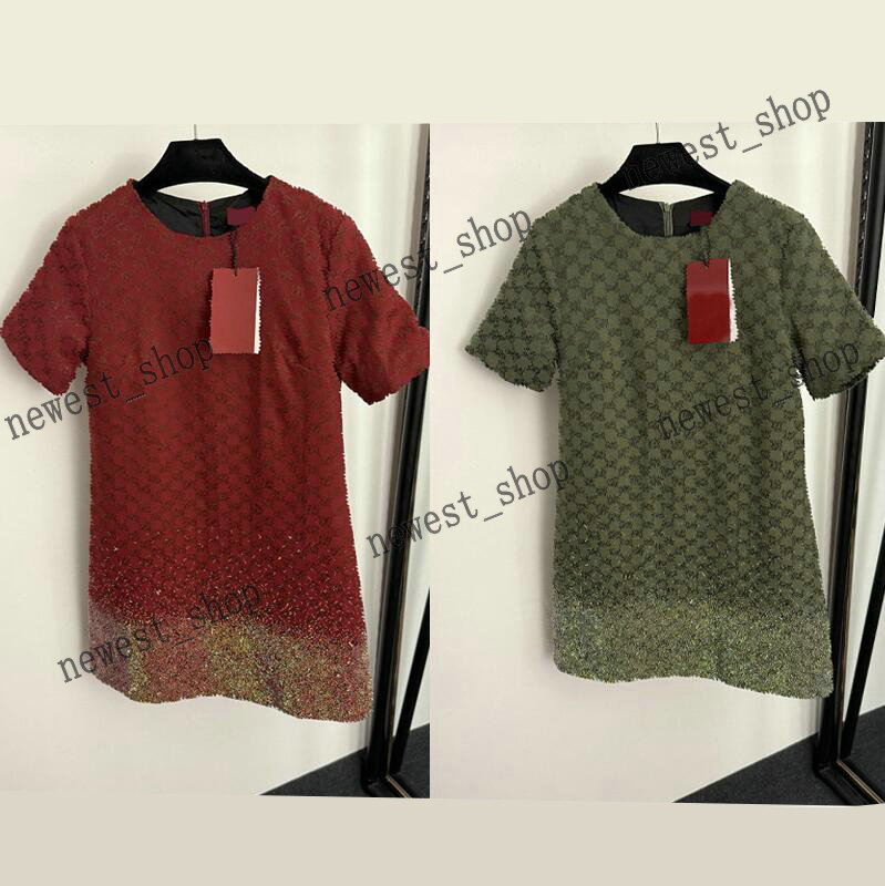 Womens basic dress designer luxury Sexy lady Ladies Double letter print short sleeve back zipper Dresses women Colorful rhinestone jacquard skirts