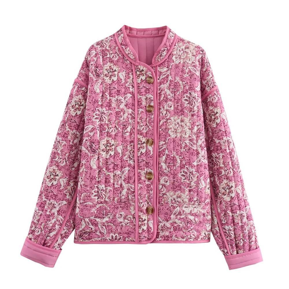 winter jacket women European American Style Women's New Fashionable versatile Long Sleeved Loose And Slimming Printed Cotton Jacket