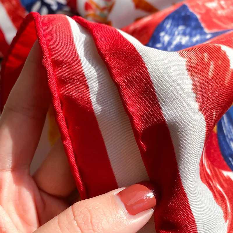 2023 Wen Brand Designer Scarf Fashion Oil Painting Aec Silk Scarves Square Small Handkerchi Neck Snood Bag Hijab 9090CmW251027