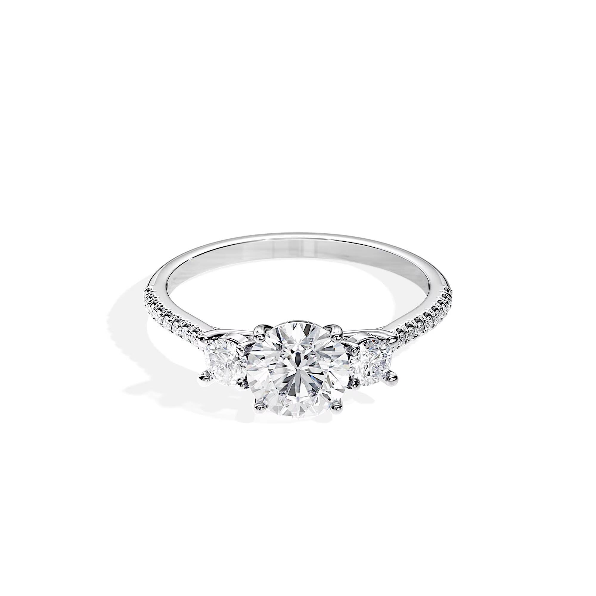 14K Lab Grown Diamond Engagement Ring 3 Stone Engagement Ring Custom Rings for Women