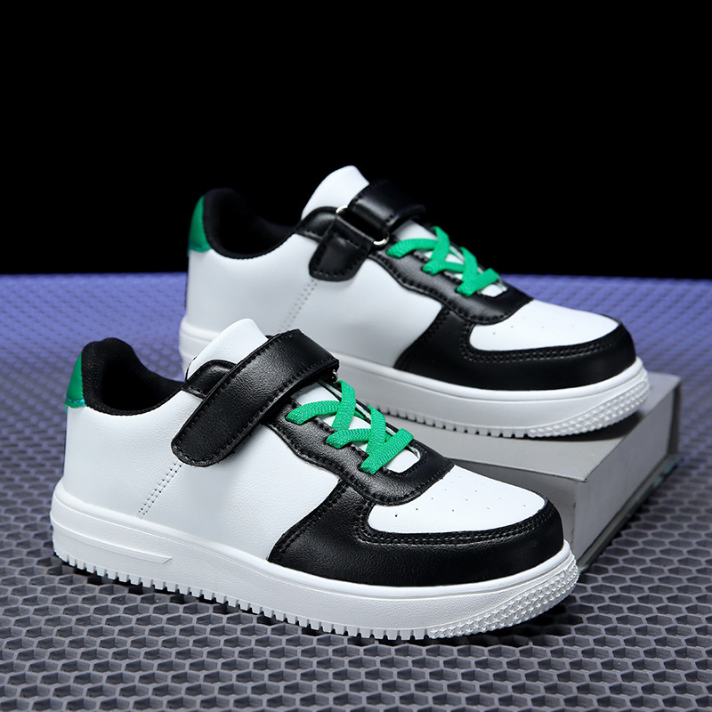 Kids Black White Shoes Boys Girls Board Sneakers Children Tennis Sports Shoes Happysteps for Boy Girl Big Plus Sizes US11C-7Y H1223
