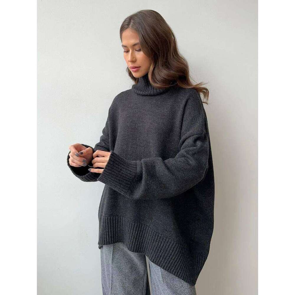 Blubelle Autumn Winter Women's Oversized Turtleneck Sweater Casual Warm Solid Basic Loose Knitted Jumper Pullover Designer Sweater Women Women Sw