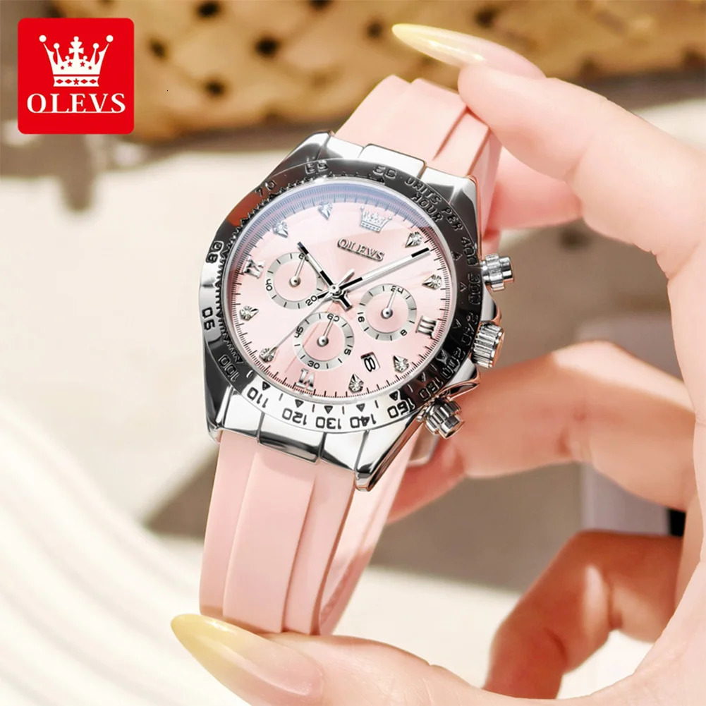 OLEVS 5618 Woman Watch Silicone Strap Original Quartz Watch for Women Auto Date Waterproof Chronograph Ladies Clock 251021