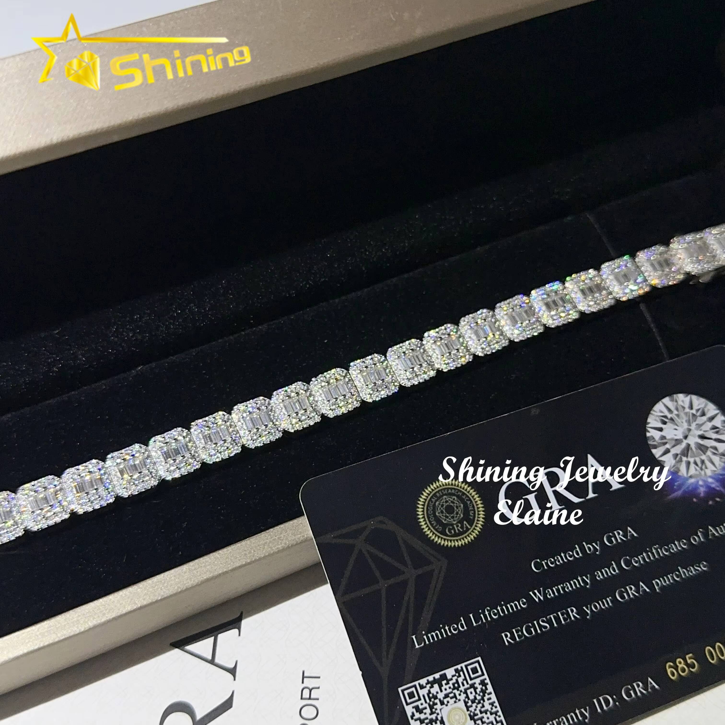 Sterling Silver 925 Iced Out Diamond Ready to Ship Bracelet Vvs Moissanite Hip Hop Jewelry Tennis Bracelet