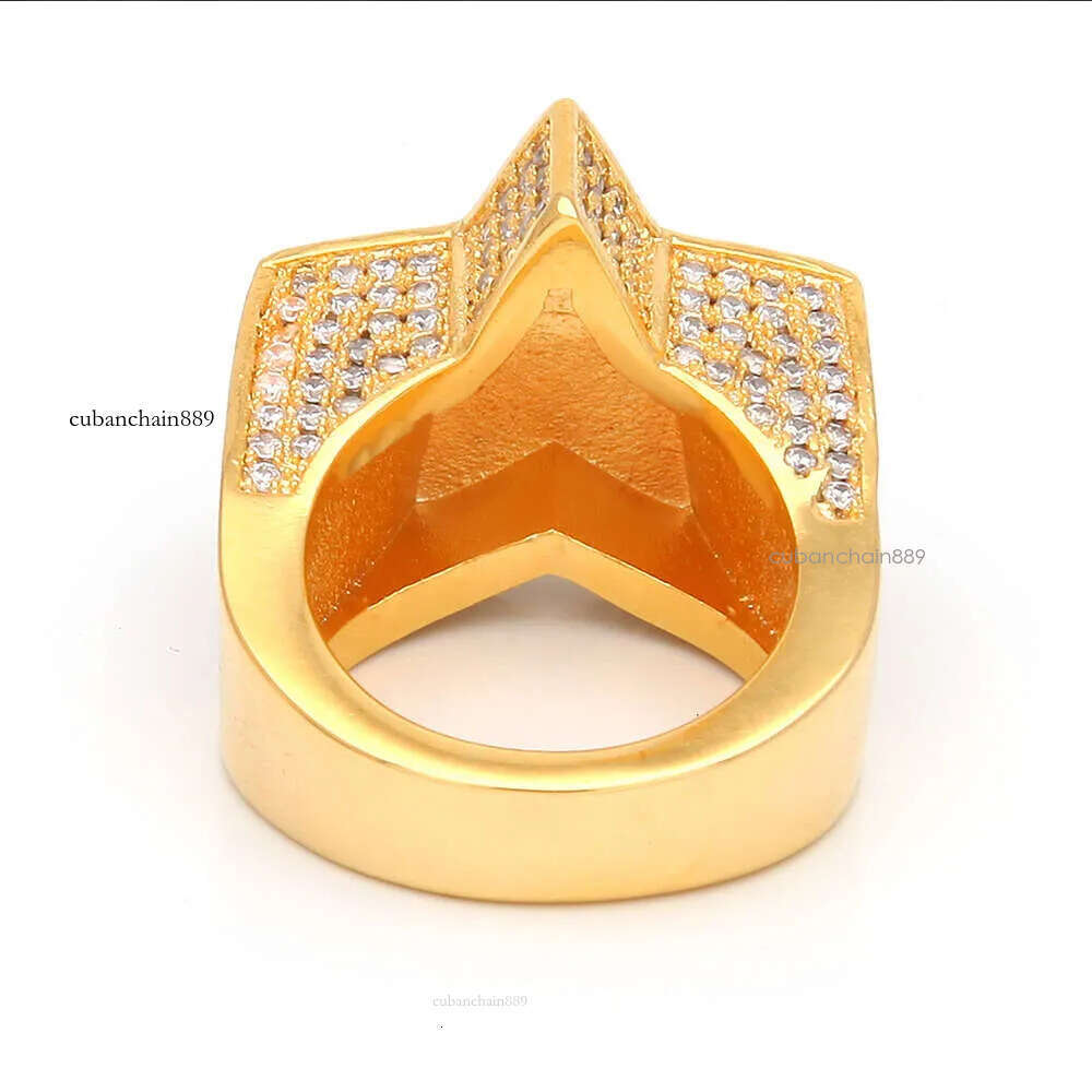 men's passed GRA Dia Five-pointed Men's star Hip Hop trendy moissanite dia gold sterg sier cuban women ring