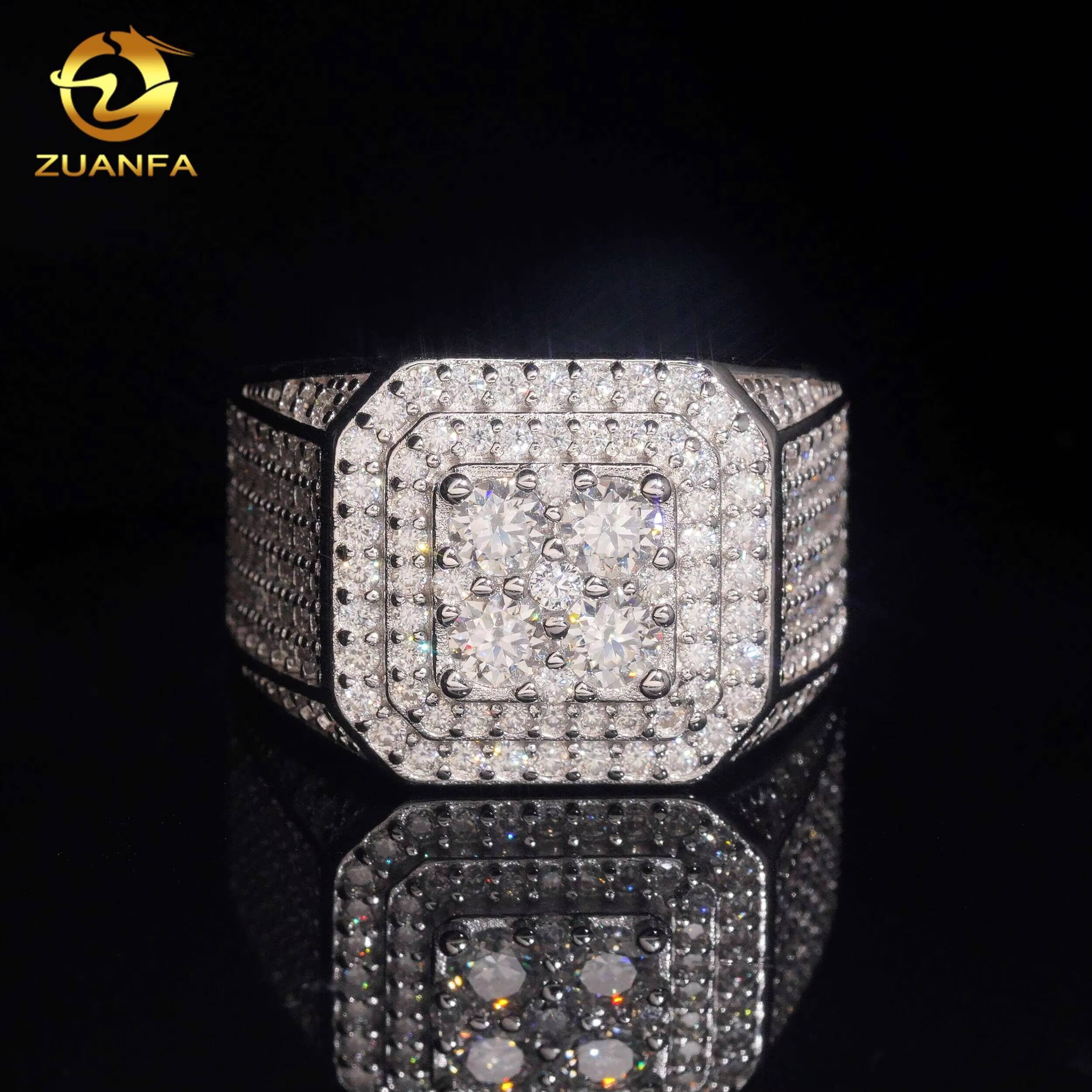 Fine Jewelry Hip Hop 925 Sterling Silver Iced Out Mens Wholesale Price Moissanite Diamond Ring
