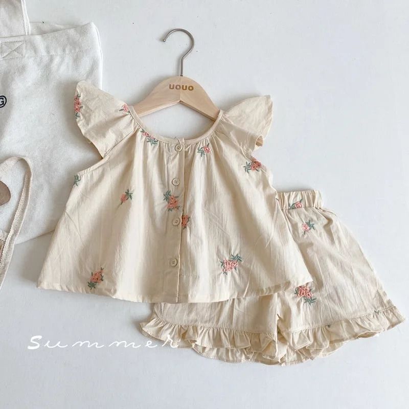 K606 Abito Estivo Coreano Ricamato Per Bambina Di 05 Anni, Carino Top Corto Con…