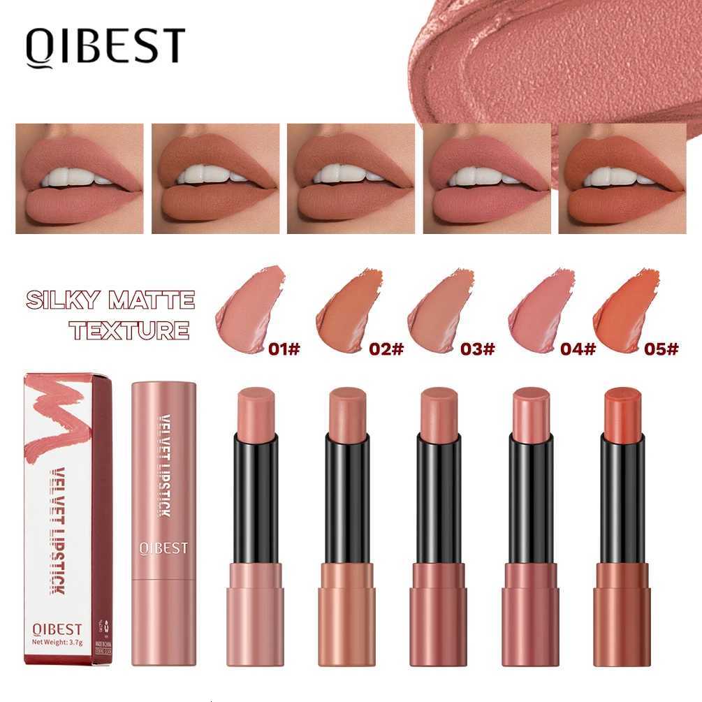 QIBEST Nude Lipstick Matte Lip Gloss High Pigment Makeup Classic Sexy Lipgloss NonStick Cup Long Lasting Red Lip Tint Cosmetics W251027