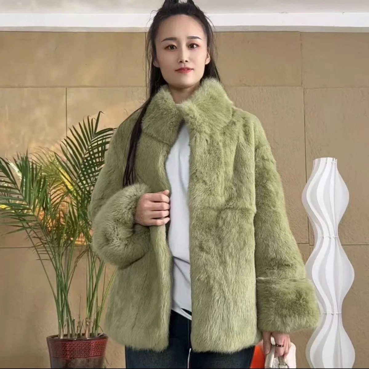 Fancy Rani Real Fur Coat Women Natural Rabbit Winter Jacket Leather And Fur Womens Long Clothing Female Outerwears With 2025 251013