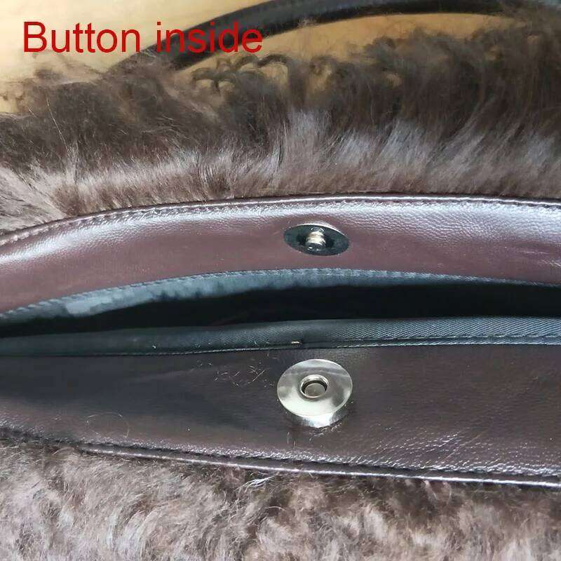 2024 Winter Women Real Mongolia Lamb Handbag Fashion Female Genuine Fur Bag