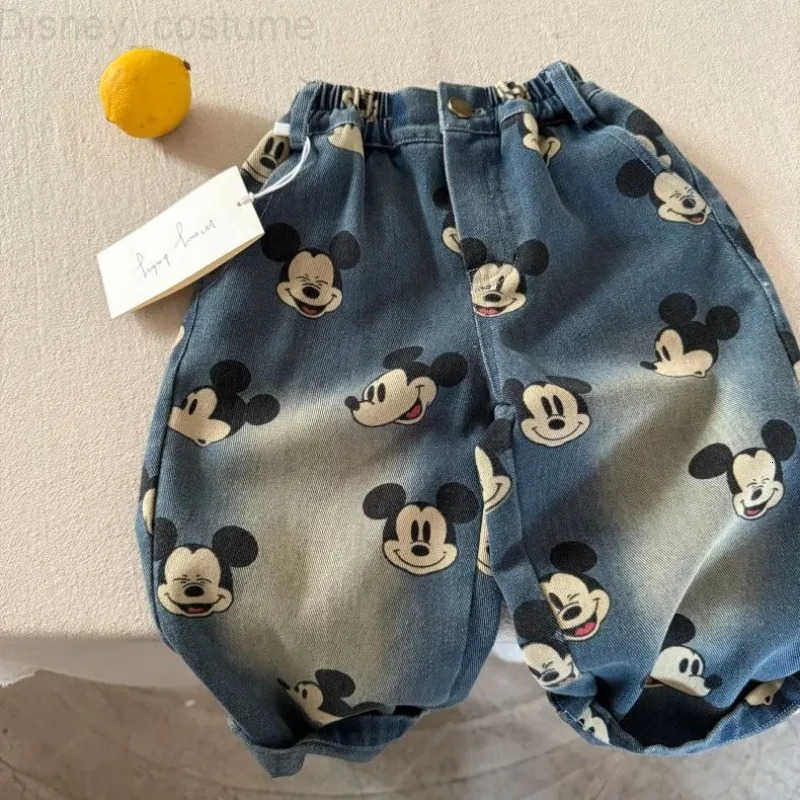 Disney Creative Mickey Boys and Girls New Cute Cartoon Pattern Casual Fashion Personality Versatile Loose Comfortable Jeans H251027