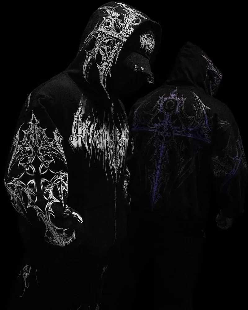 American High Street Fashion Clothing Street Hiphop Retro Striped Fashionable Loose Zipper Hoodie Harajuku Casual Sweatshirt W251027