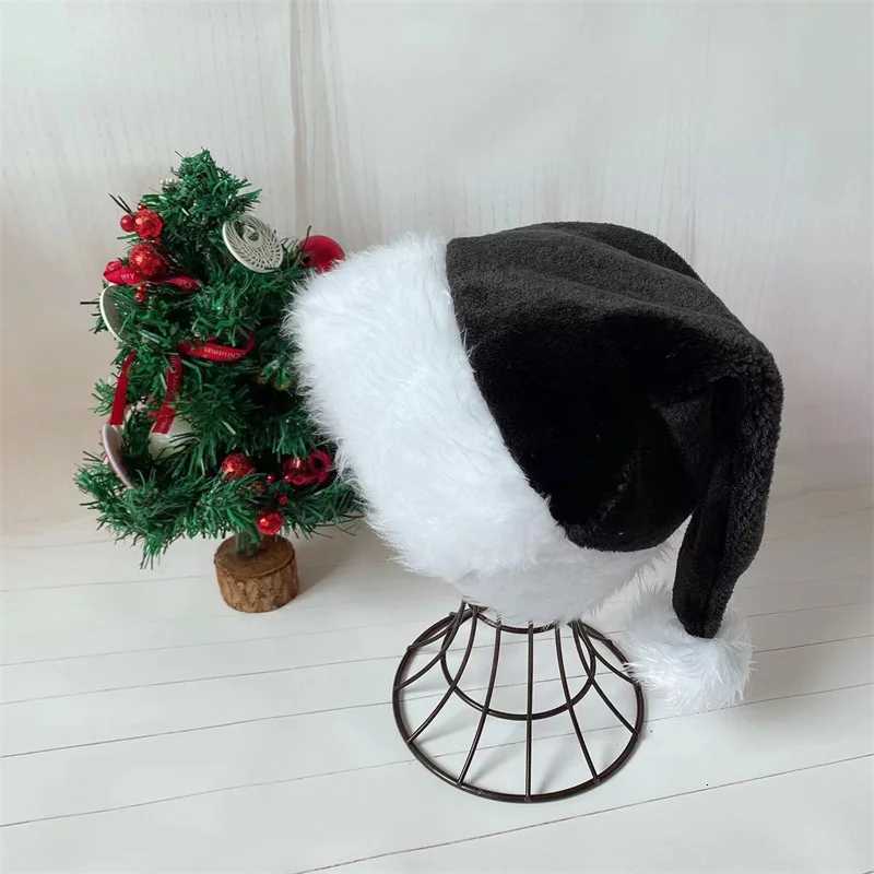 Long Plush Border Christmas Hat for Adults and Children Monochromatic Hat Holiday Party Hat 30x45cmW251027