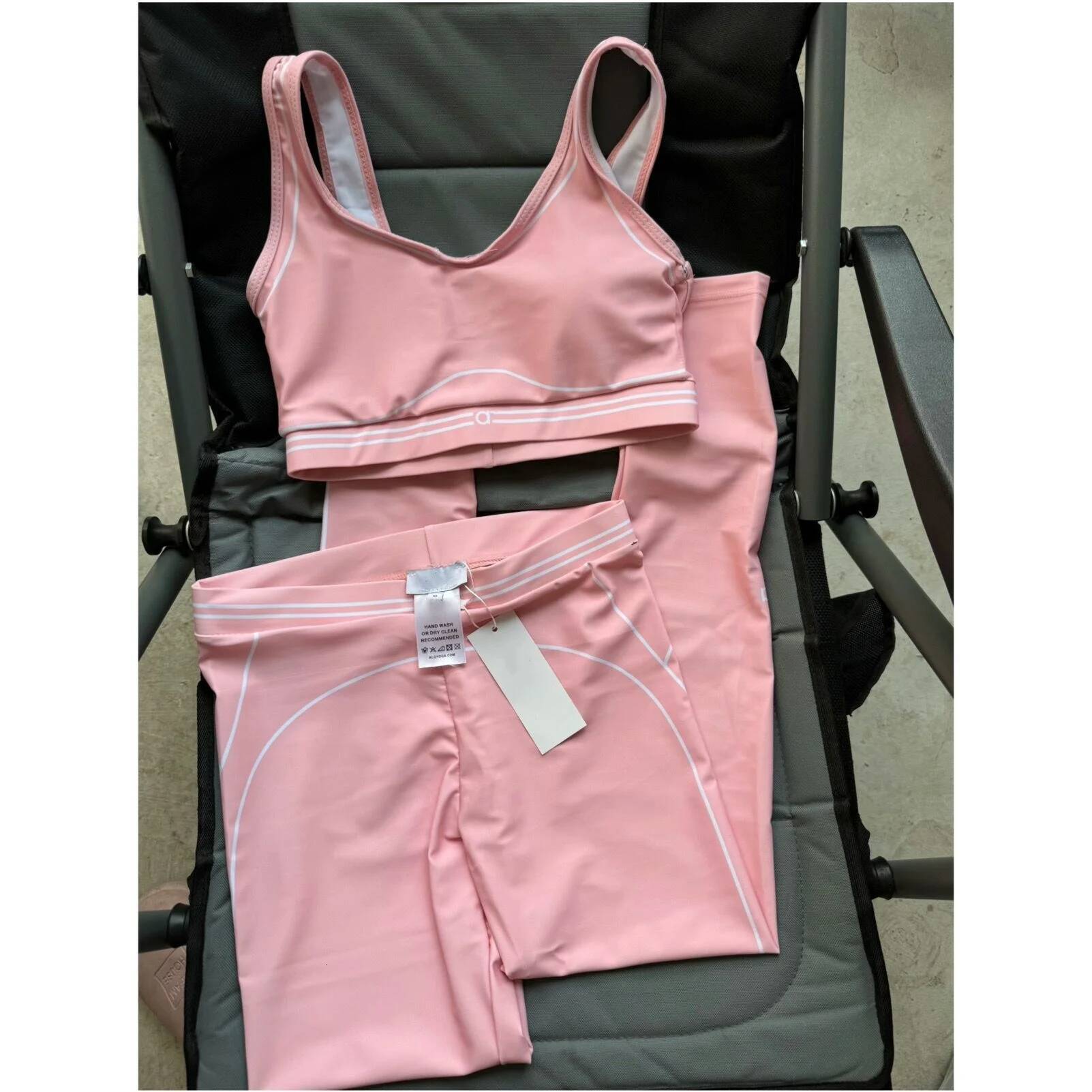 winter jacket women Summer New Women's Yoga Sports Skin Friendly Fabric Elastic White Stripe Breathable Pants Set