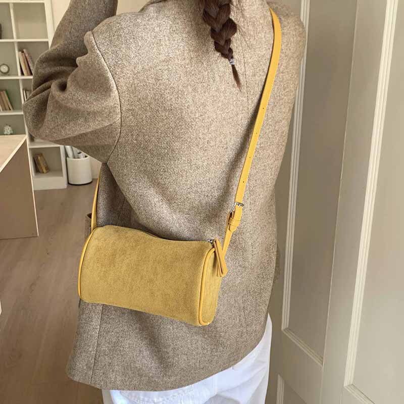Free shipping designer bag Frosted Cylinder Bag for Women New Versatile Shoulder Crossbody Bag Niche Design Pillow Bag