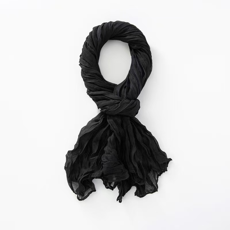 T2176 summer new solid color gradient cotton headscarf monochrome wide chiffon scarf