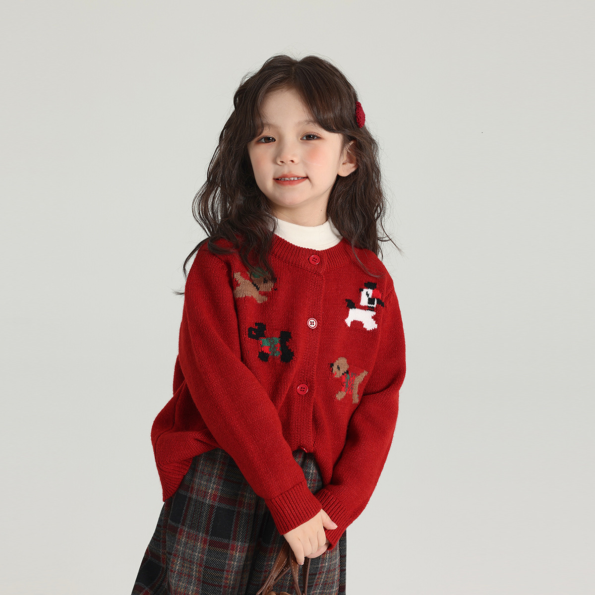 New hot selling children's clothing, animal jacquard knitted cardigan, autumn and winter girls' sweater, cute and fashionable top