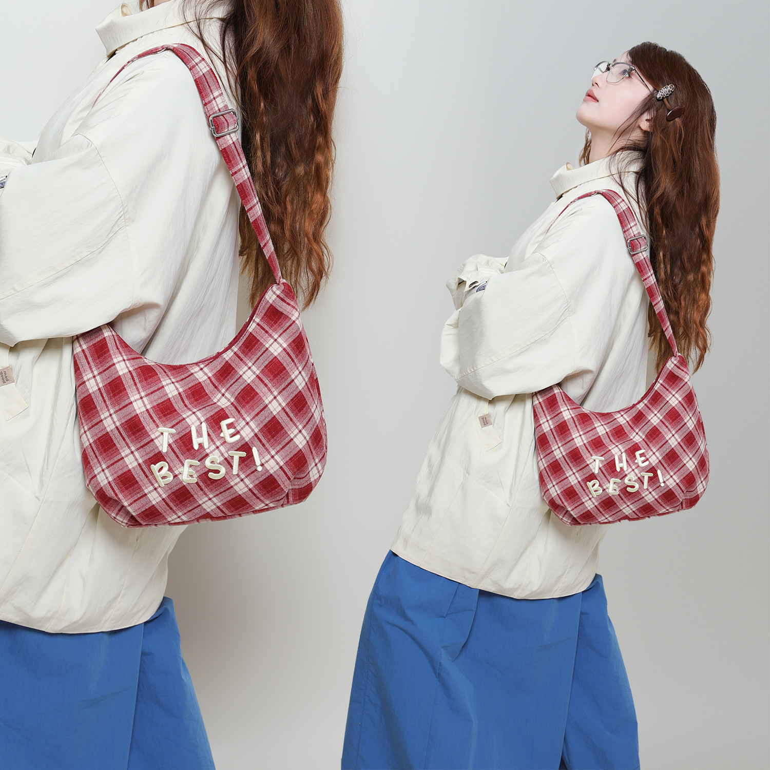 Designer canvas bag, fashionable shoulder bag, large capacity women's retro autumn and winter new style plaid bag, fashionable commuting handbag