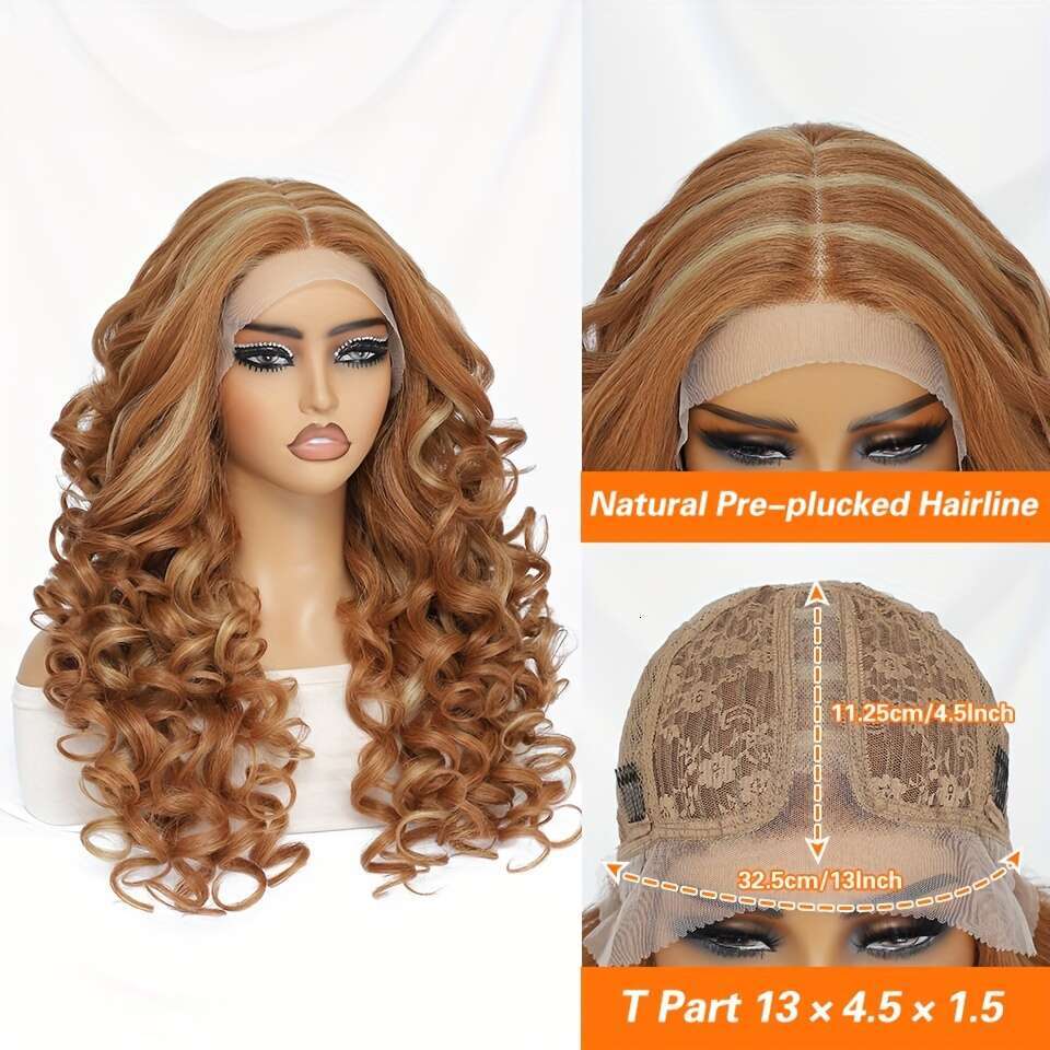 Chic Afro Curly Front Wig Women - Glueless, Heat Resistant Synthetic Hair In Black, Brown, Blonde Orange 13X4x1 T-Part Lace | Perfect For Daily Wear &