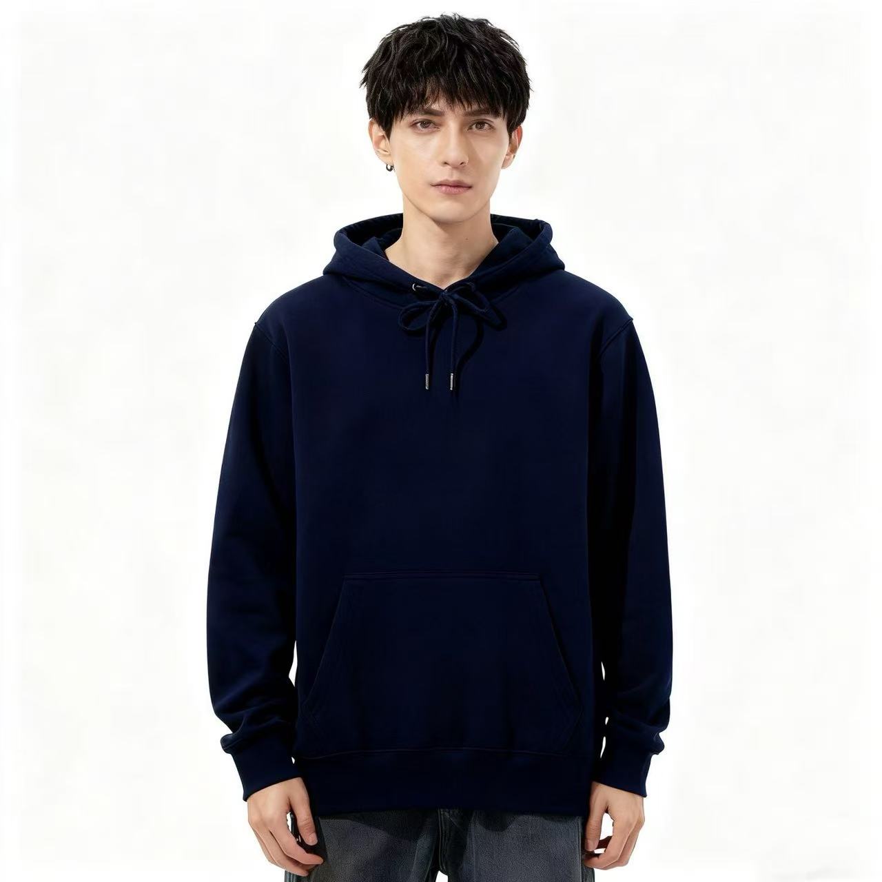 Men's Hoodies & Sweatshirts cotton loose fit oversize drop shoulder hooded sweatshirt autumn winter casual pure long sleeve breathable daily wear